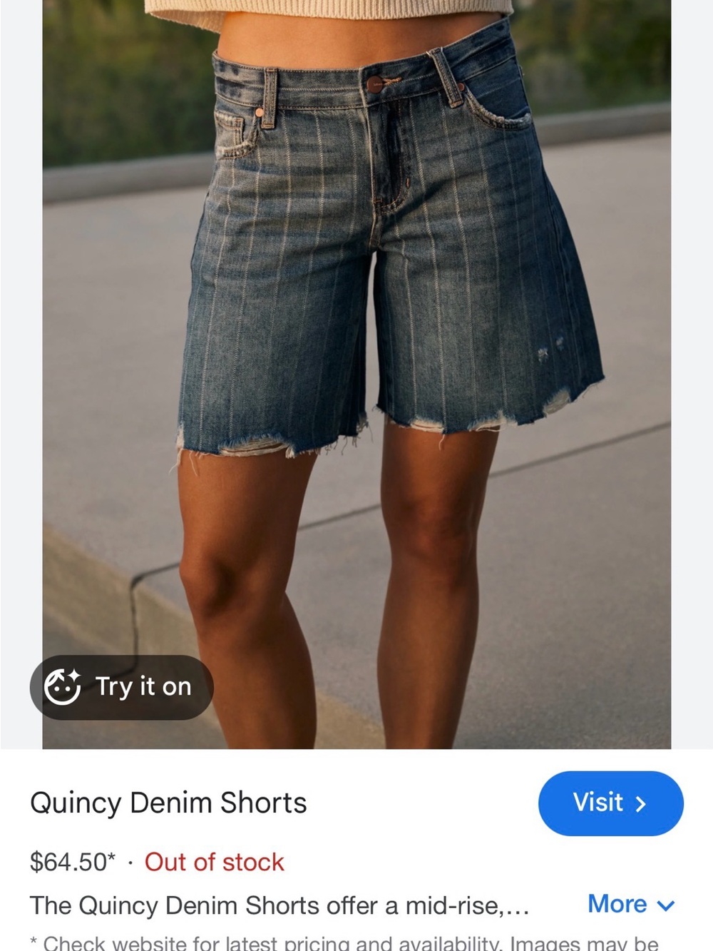 Bohme mid rise striped jean shorts